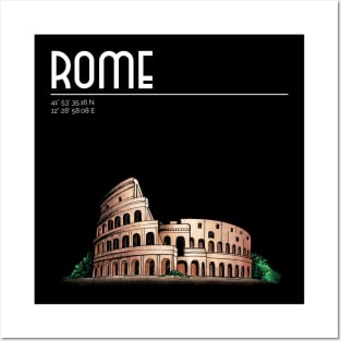 Rome Italia, colosseum, coordinates Posters and Art